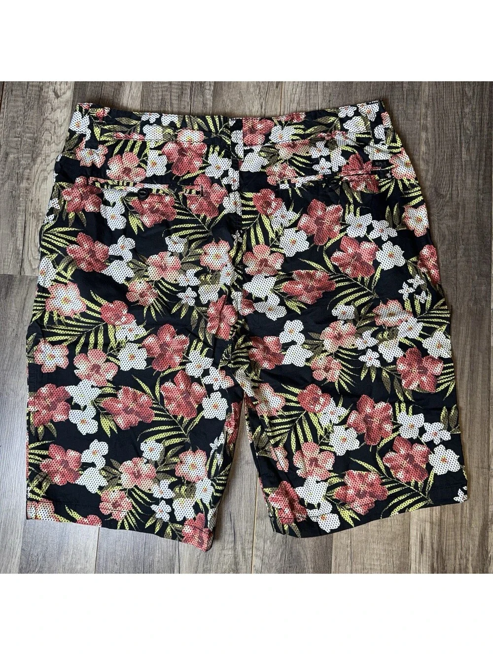 Amplify Men’s Floral Shorts Size 36 Black Tropical Cotton Summer NWOT